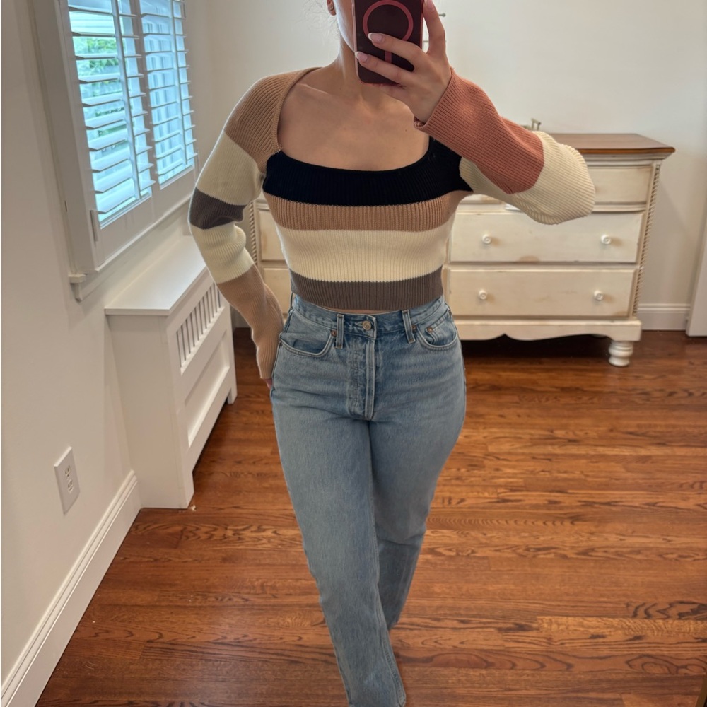 Striped Square Neck Sweater